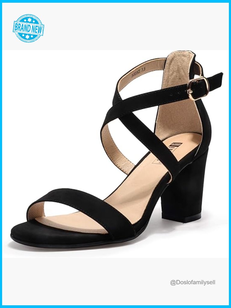 Strappy Block Heel Sandals Chunky Dress Wedding Shoes Open Toe Comfortable